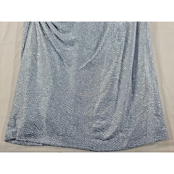 Cache Metallic Cocktail Dress Ruched Sleeveless Blue Silver Party Glam Fairy 14 - Picture 5 of 14